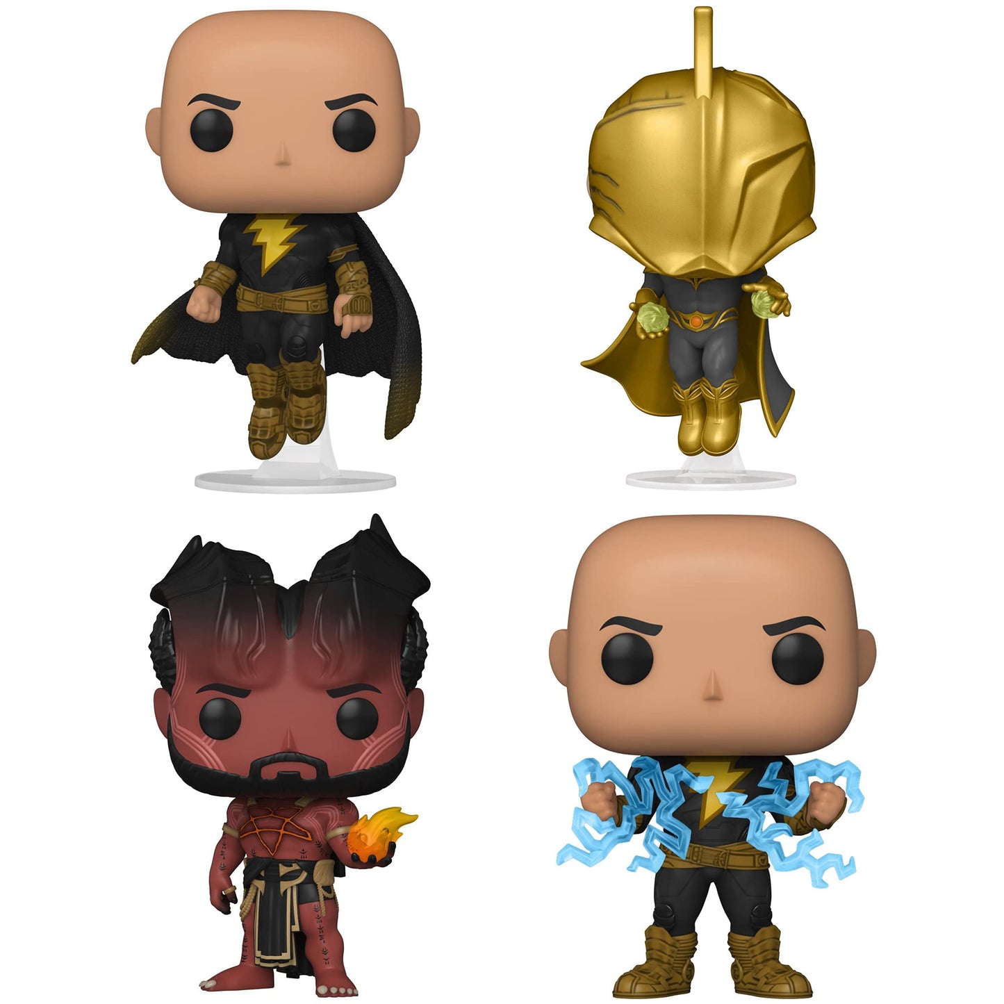 Funko Pop! DC Movies: Black Adam Collectors Set - 4 Figure Set Includes: Black Adam Flying, Doctor Fate, Sabbac & Black Adam Lightning (Possible Chase