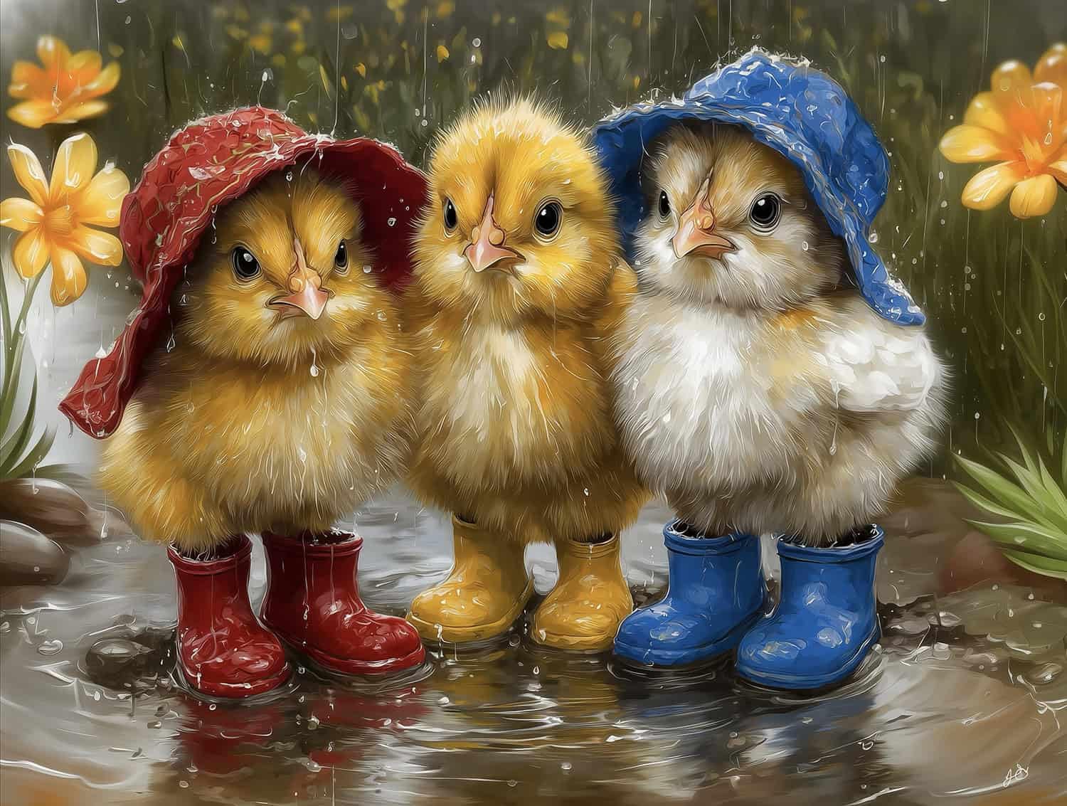 Sunsout Ducklings in the Rain 500 Piece Jigsaw Puzzle for Adults - Finished Size: 18" x 24" by Artist: John Stewart