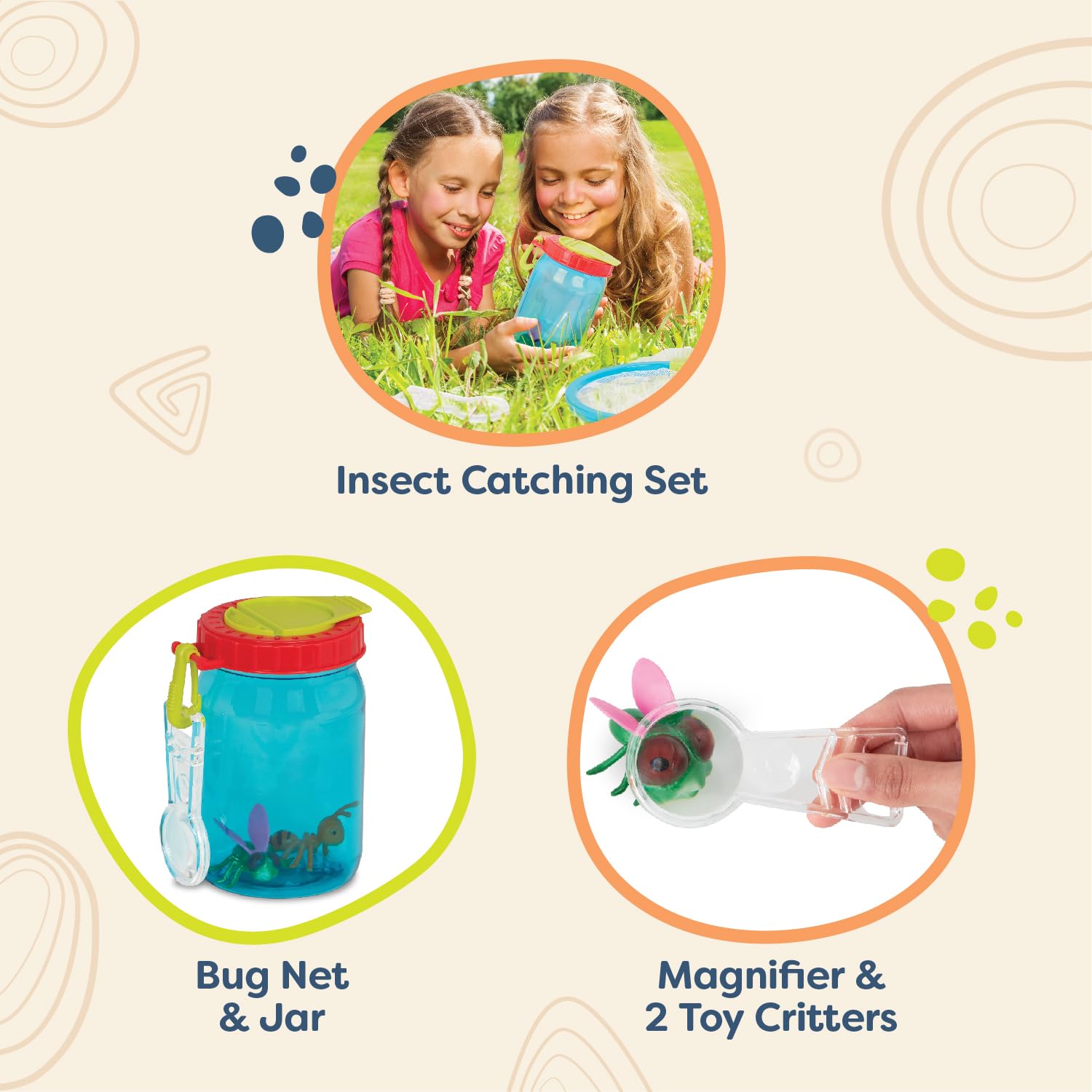 B. toys Mini Catcher's Kit Bug Catching Set with Net Jar Magnifier, Summer