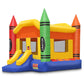 Cloud 9 Commercial Grade Crayon Castle Bounce House with Built-in Roof and Emergency Escape Hatch for Safety - 100% PVC 17' x 13' Bouncer - Inflatable