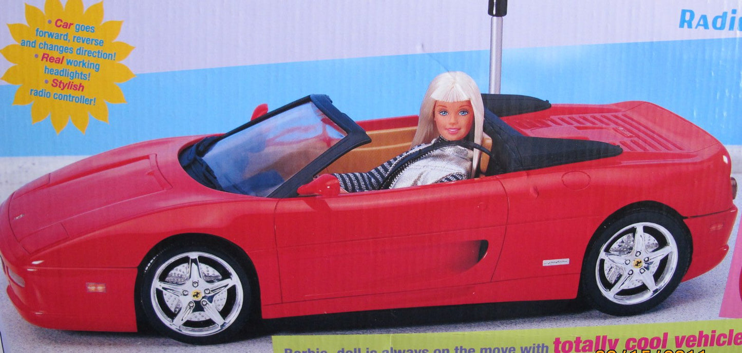 Barbie RC FERRARI F355 GTS Radio Controlled Red Car R/C Convertible Vehicle with Working HEADLIGHTS! (2000)