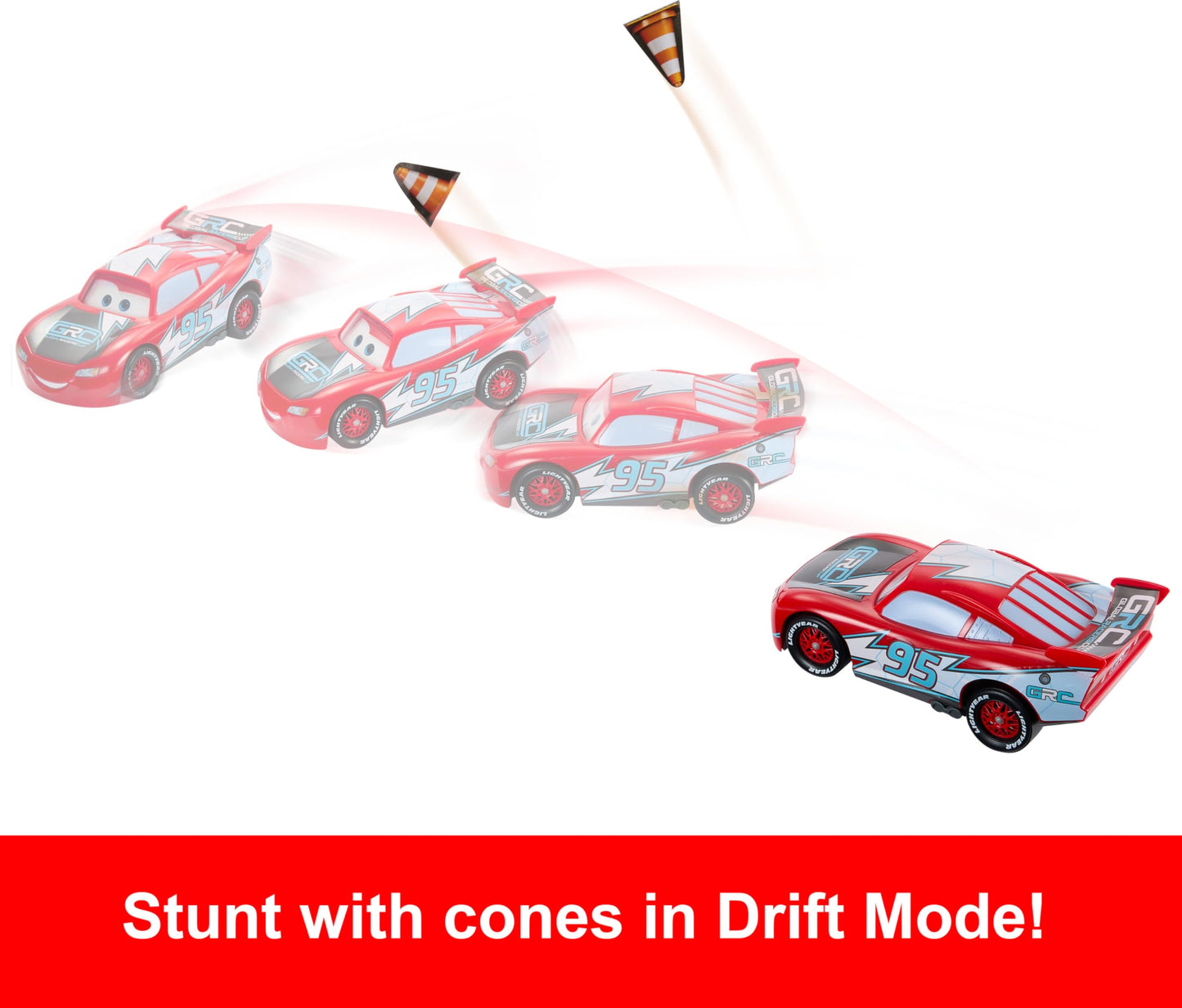 Mattel Disney and Pixar Cars Lightning McQueen Toy Vehicle & Accessories, Global Racers Cup Drift & Race Car with 2 Modes of Play