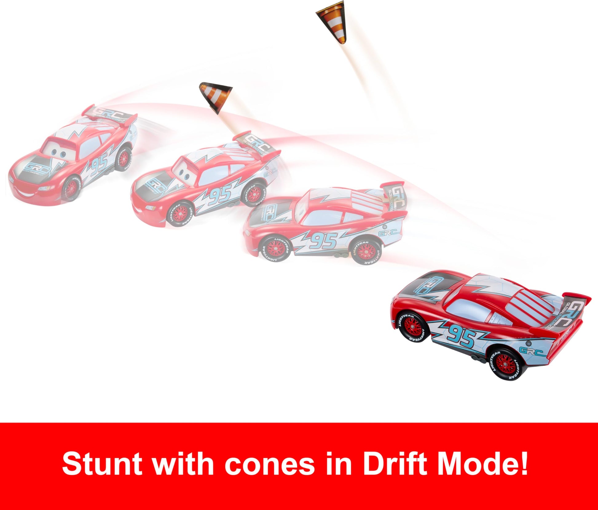 Mattel Disney and Pixar Cars Lightning McQueen Toy Vehicle & Accessories, Global Racers Cup Drift & Race Car with 2 Modes of Play