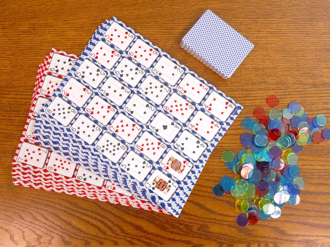 Regal Games - Poker Keeno Bulk Game Set - Includes 12 Two-Sided Boards, 200 Scoring Chips, 1 Deck of Standard Poker Cards - 24 Unique Board Layouts