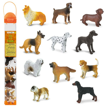Safari Ltd. Dogs Toob - Mini Figurines: Dachshund, Dalmatian, Retriever, Sheepdog, Collie, Shepherd, Beagle, Boxer, Great Dane, Doberman, Bulldog