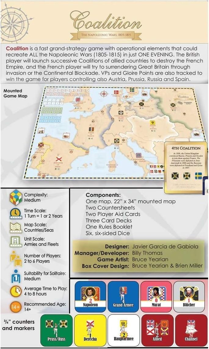 Compass Games CPS: Coalition, The Napoleonic Wars, 1805-1815 Board Game