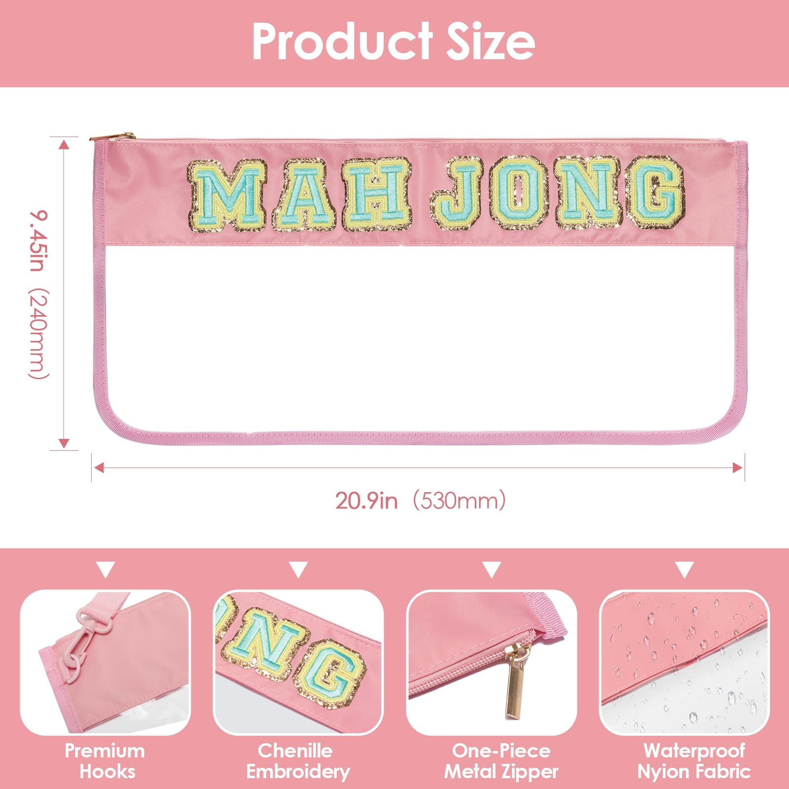 Velance American Mahjong Bag, Empty American Mahjong Tiles Bag with Shoulder Strap and Zippered, Waterproof Mahjong Accessories Storage Pouch