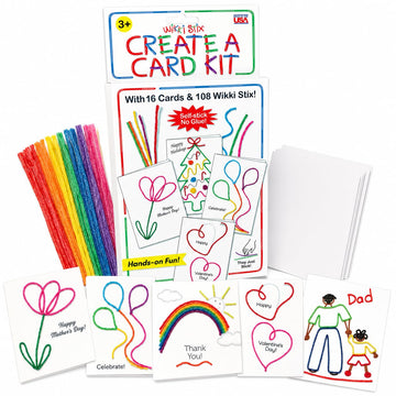 Wikki Stix Create-A-Card Kit, Kids Greeting Card Craft Kit with 108 16 Cards, Make Handmade Birthday, Holiday, Thank You, Valentine, Mother’s Day