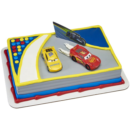 DecoSet® Disney and Pixar Cars 3 Ahead of The Curve Cake Topper, 3-Piece Set featuring Lightning McQueen, Cruz Ramirez, and Jackson Storm