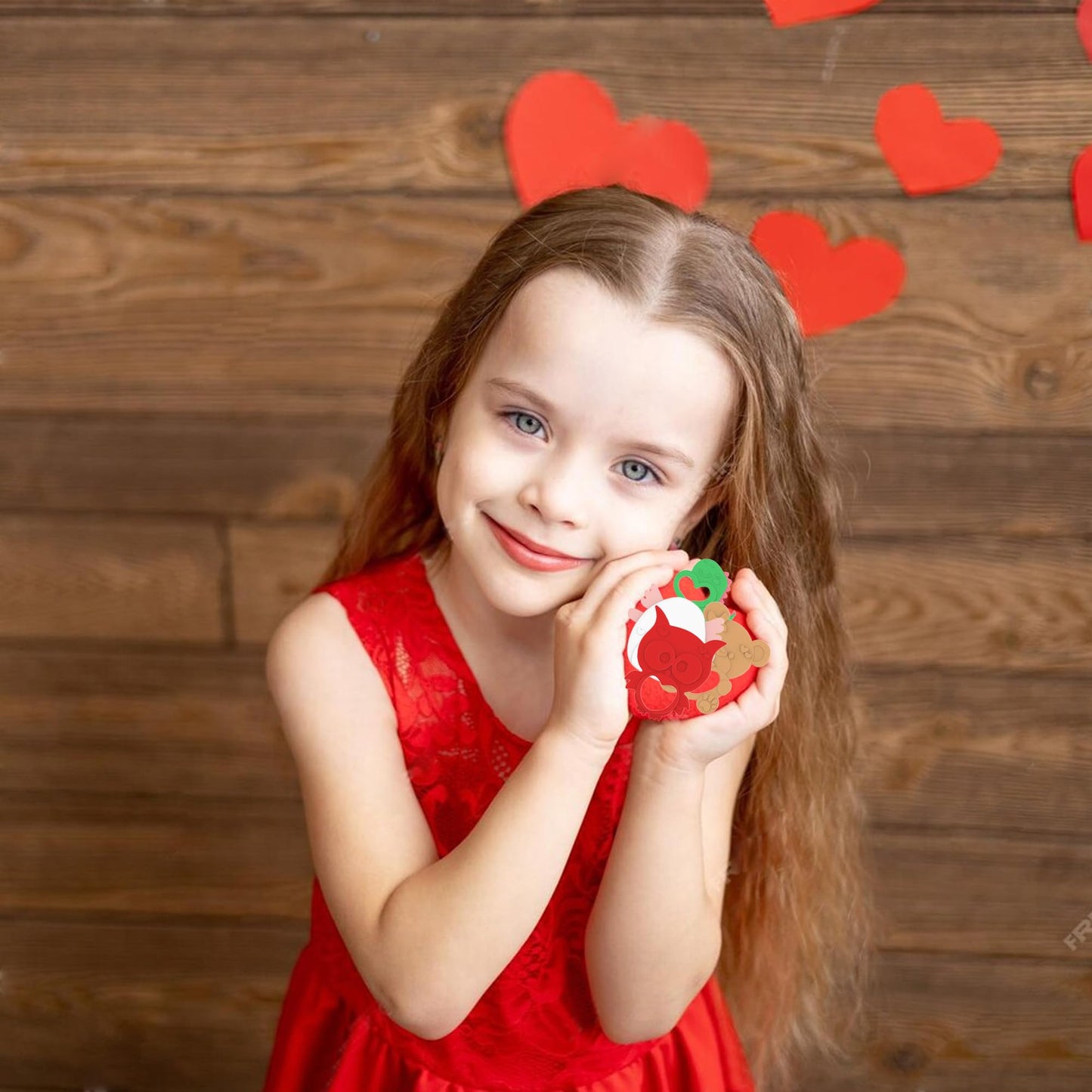 Seeiuua Valentines Teething Toys, Soft Silicone Baby Soothing Teether, Chew Toys, Baby Valentines Gifts, Birthday Gifts for Baby Teether Toy