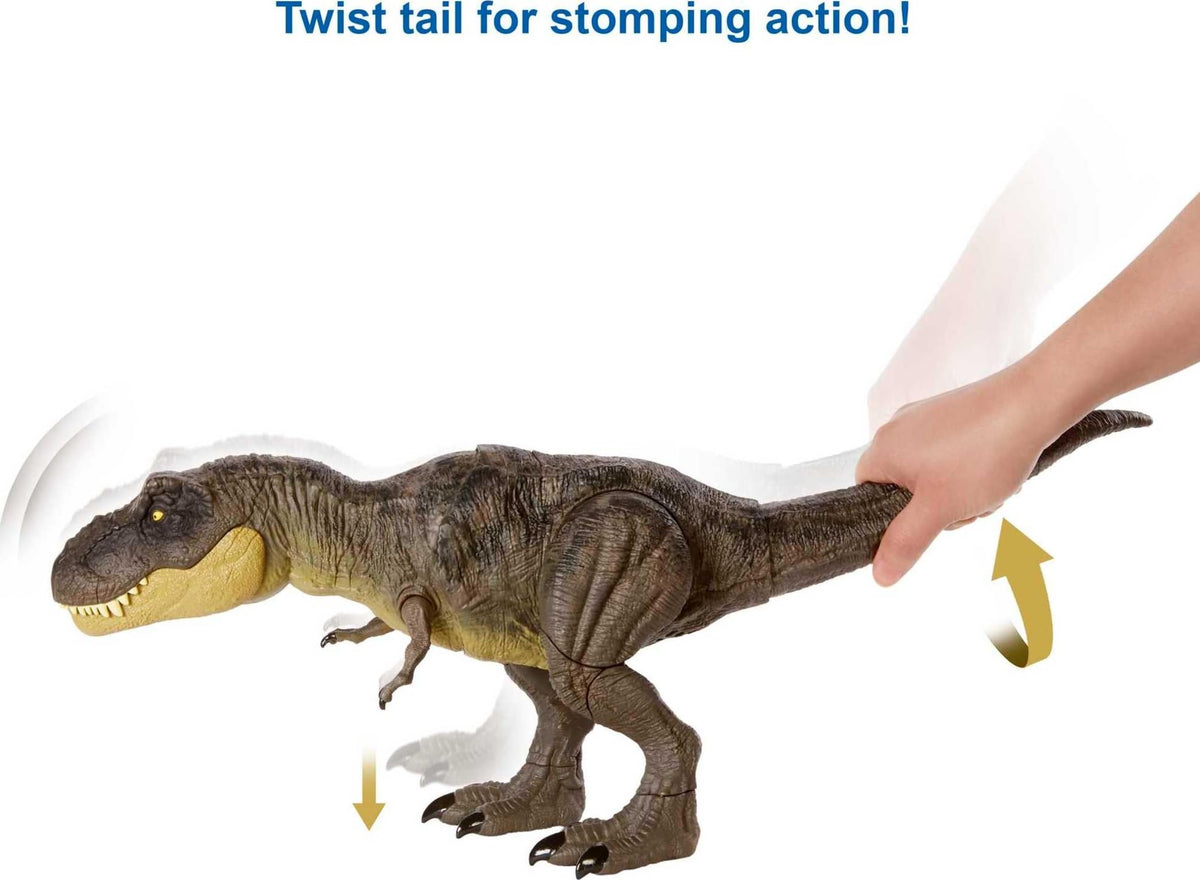 Mattel Jurassic World Camp Cretaceous Dinosaur Toy, Stomp 'n Escape Tyrannosaurus T Rex Action Figure with Stomping Motion