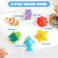 JOYIN 6 Pcs Sea Animal Bath Toys, Sealed & No-Hole & Mold Free Bathtub Toys for Kids, Non-Toxic & Soft Water Vehicles Toys, Squeezable & Float on