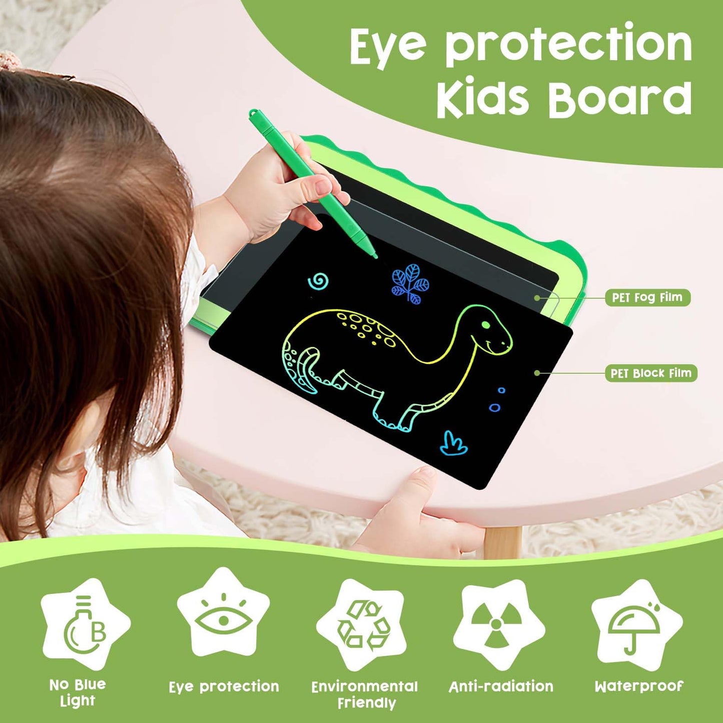 Teriph LCD Writing Tablet for Kids, Colorful Toddlers Toys Drawing Board, Educational Kid Toys, Doodle Pad Dinosaur Toy for 3 4 5 6 7 8 Year Old Boys