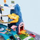 Toy Car Ramp Track Dinosaur Climbing Hills Railcar Colorful Vehicles Construction Play Set with 12 Mini Racer Cars and Track for Preschool Gifts Kids