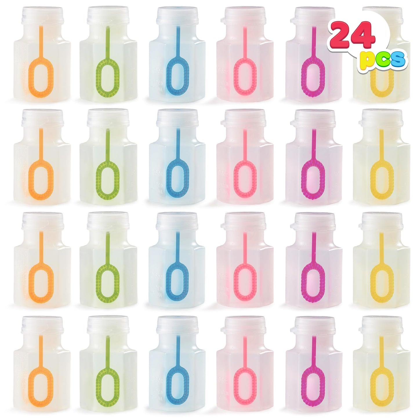 JOYIN 24 Pcs Mini Bubble Wands Assortment Party Favors Toys for Kids Child, Summer Gifts Bubbles Fun Toys,Wedding, Bath Time,Summer Outdoor Gifts