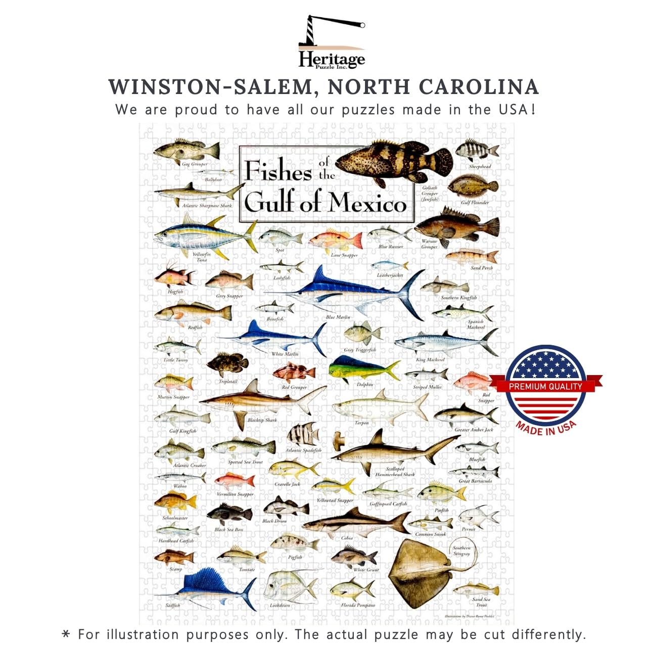 Heritage Puzzle Fishes of The Gulf of Mexico by Diane Peebles 550 Pieces