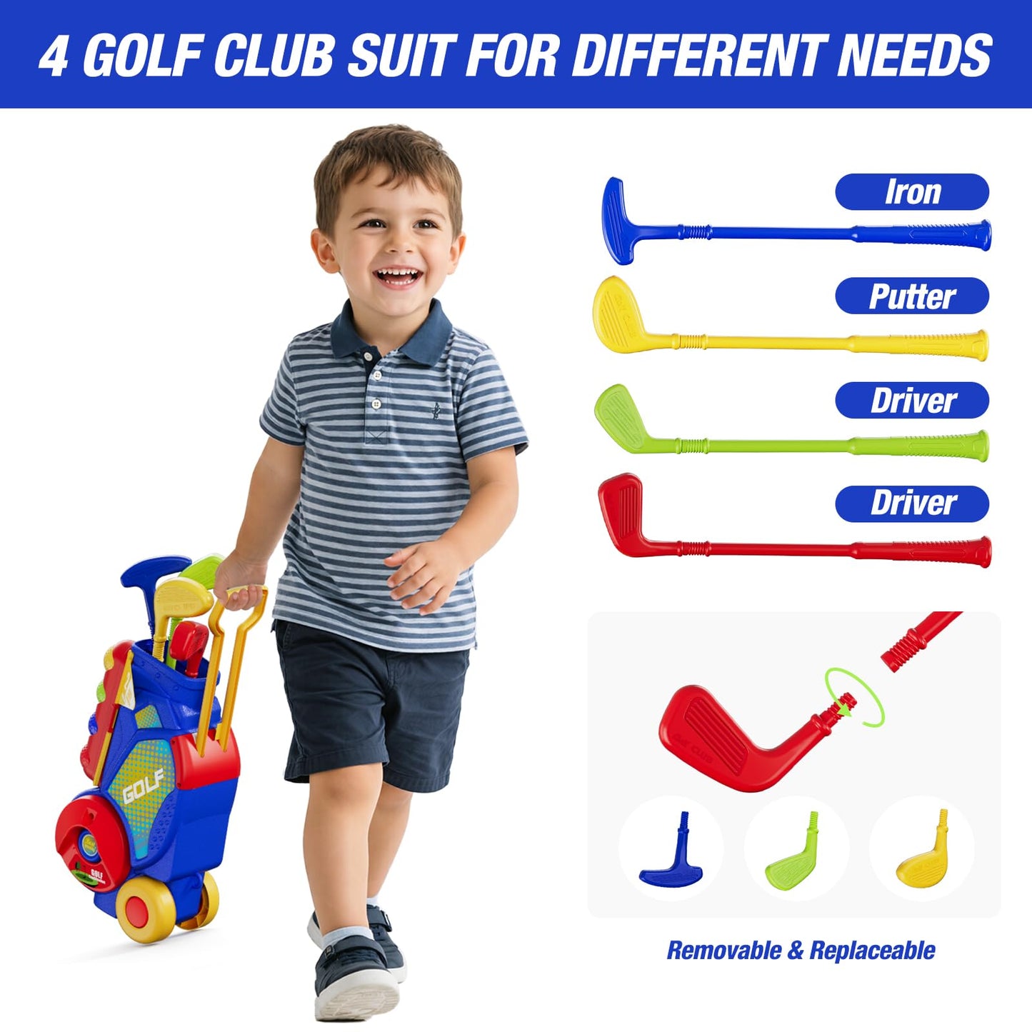 HYES Kid Golf Set, Kids Golf Club Age 3-5, Blue