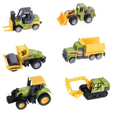 ANDOLO Mini Construction Trucks Toys, Small Construction Toys 6Pcs Construction Vehicles Tractor Toys Sand Vehicle Playset Forklift Roller Dump Truck