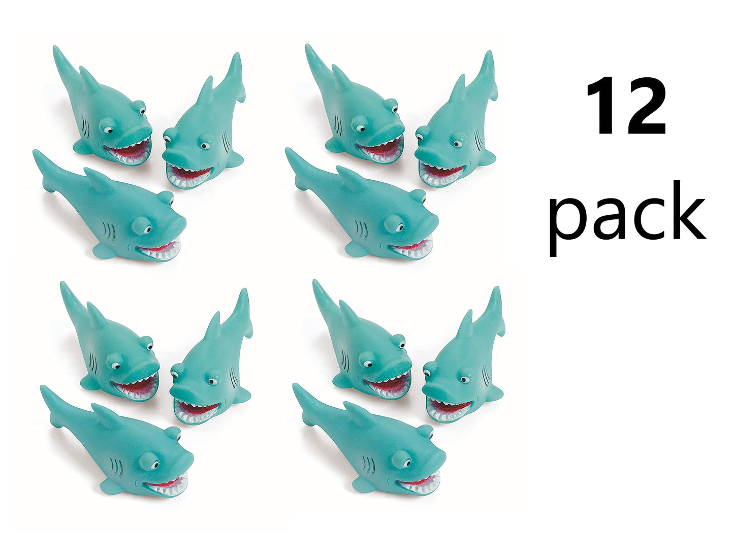 Fun Express Mini Shark Squirt Toys 12 Pack - Water Guns for Kids Bath Toys & Pool Toys Set - Party Favors for Kids Birthday Goodie Bag Stuffers |