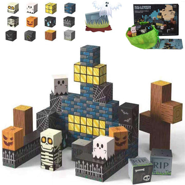 amdohai Magnetic Blocks Kids Skeleton Toy Spooky Town Building Magnetic Tiles Halloween Themed Toys Gift for Boys Girls & Adults
