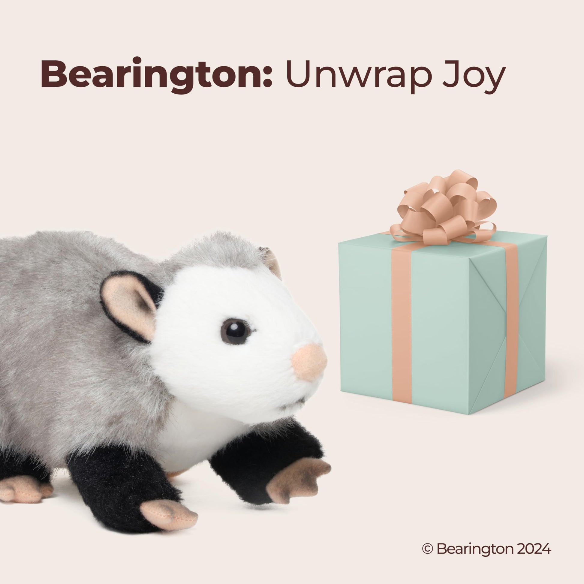 Bearington Harry Possum Plush Toy - 9" Realistic Opossum Stuffed Animal with Soft Fur and Lifelike Details - Adorable and Cuddly Opossum Plushies Gift