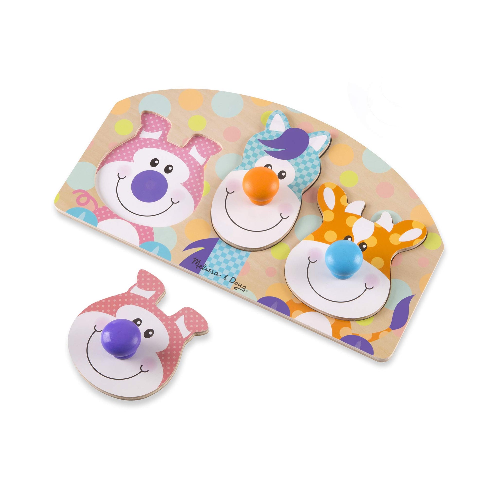 Melissa & Doug First Play Wooden Jumbo Knob Farm Animal Puzzle (3 pcs)