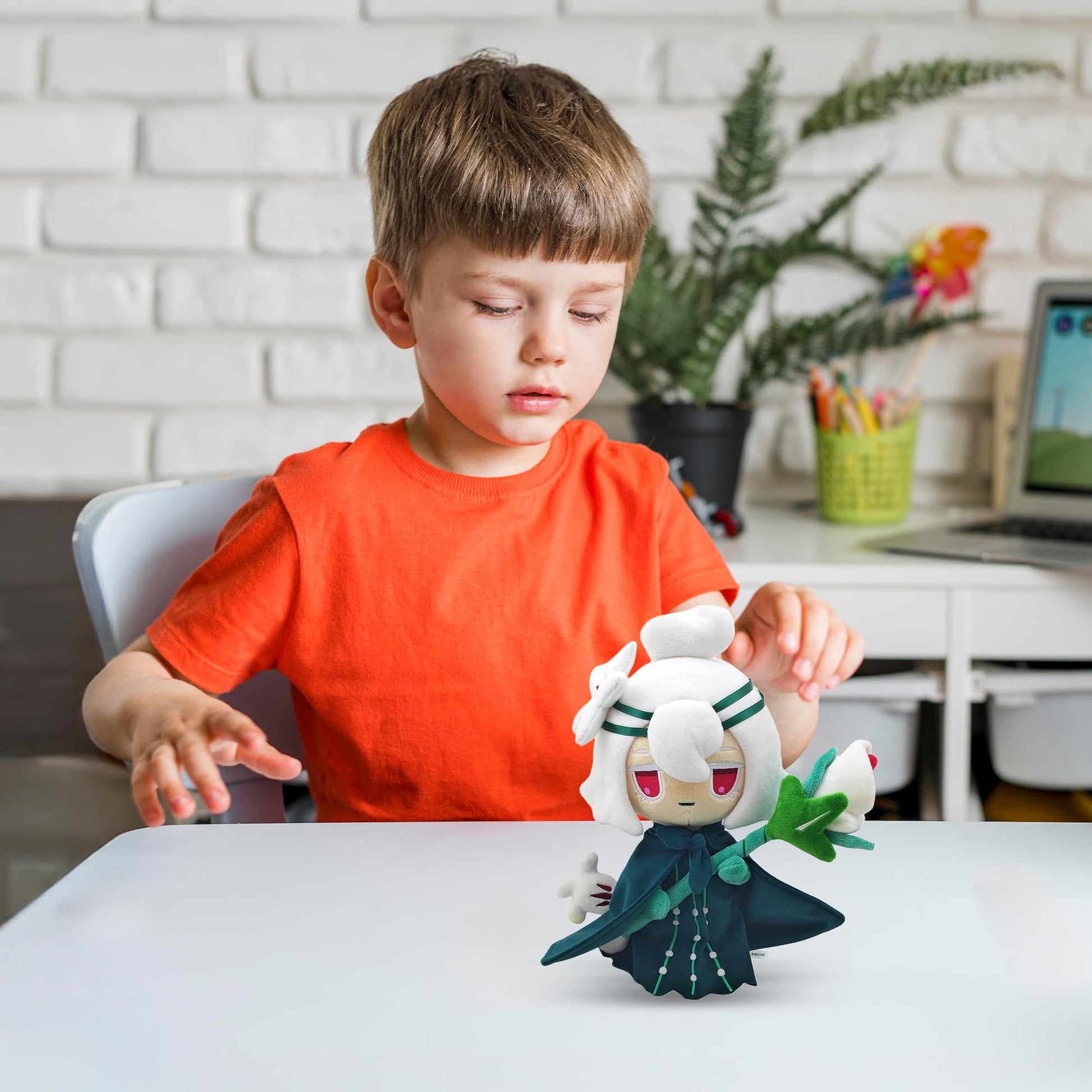 Adenzai White Lily Cookie Plush, Soft Stuffed Animal Inspired by Cookie Run Kingdom, Cute Collectible Doll for Kids, Anime Fans, Gamers, Room Decor