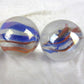 Big Game Toys Set of 2 Fun FAIR 35mm Boulder Iridescent Clear/Red/Blue Swirl Large Shooter Solid Glass Marbles