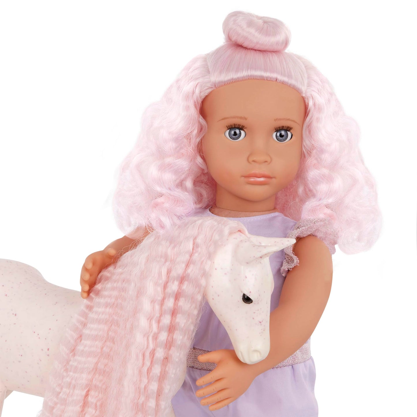Our Generation - Elara and Lumina - 46 cm Doll & Horse Foal Set - Matching Pink Hair - Accessories for Grooming and Styling - Pretend Play - Toy