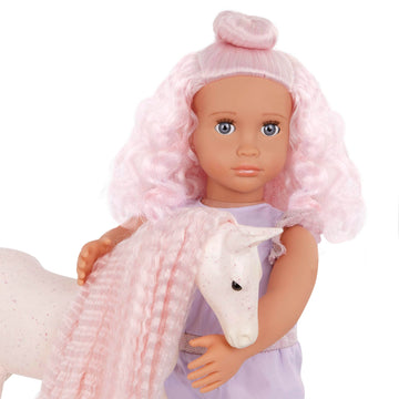Our Generation - Elara and Lumina - 46 cm Doll & Horse Foal Set - Matching Pink Hair - Accessories for Grooming and Styling - Pretend Play - Toy