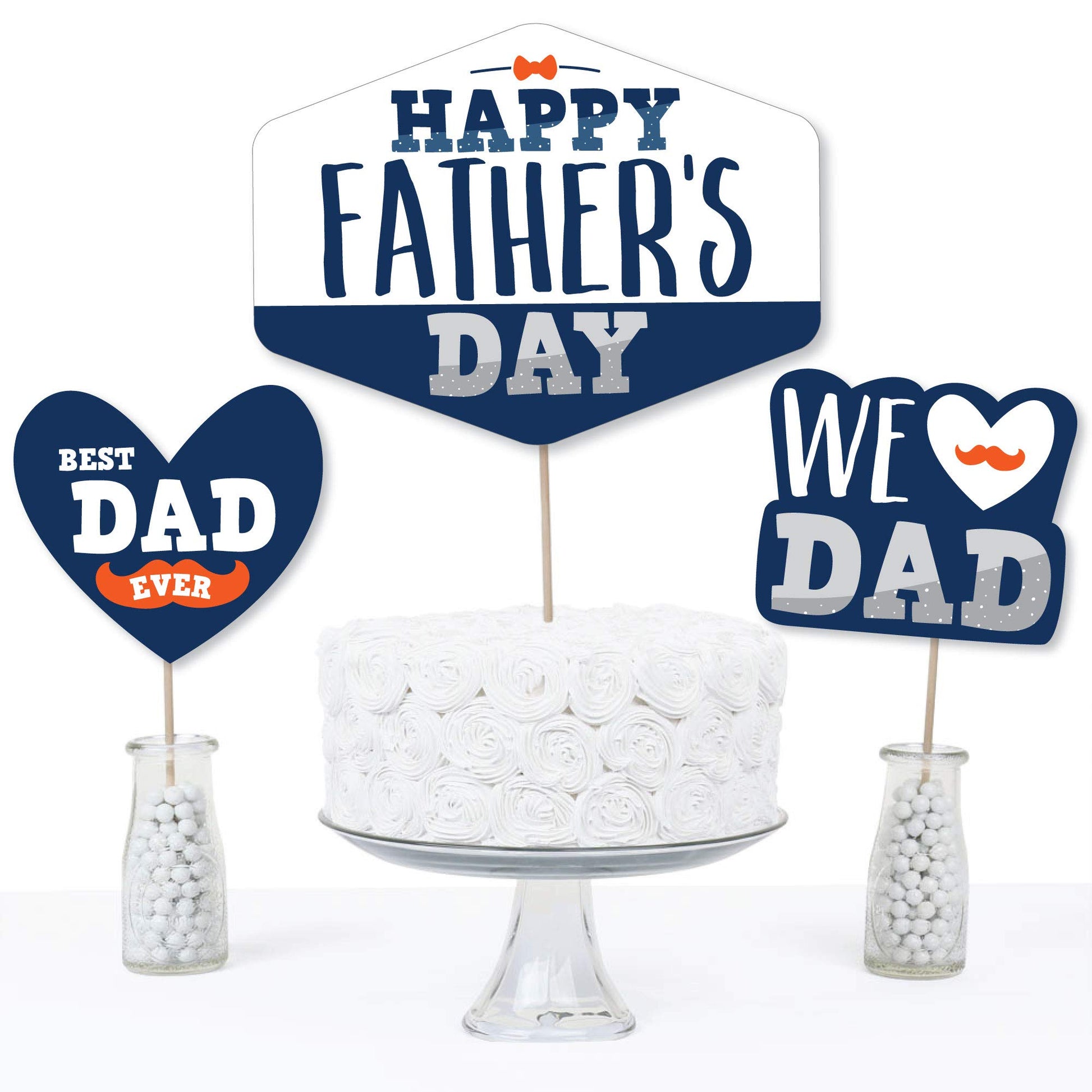 Big Dot of Happiness Happy Father's Day - We Love Dad Party Centerpiece Sticks - Table Toppers - Set of 15