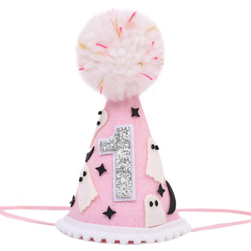 WUTKYAX Spooky One 1st Birthday Hat - Halloween Ghost First Birthday Hat with Bats,Cute Halloween One Birthday Decoration for Girls,Little Boo