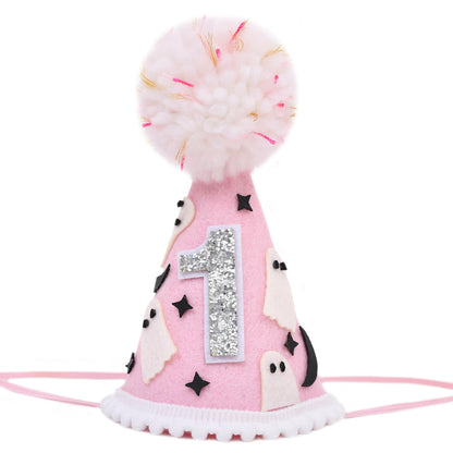 WUTKYAX Spooky One 1st Birthday Hat - Halloween Ghost First Birthday Hat with Bats,Cute Halloween One Birthday Decoration for Girls,Little Boo