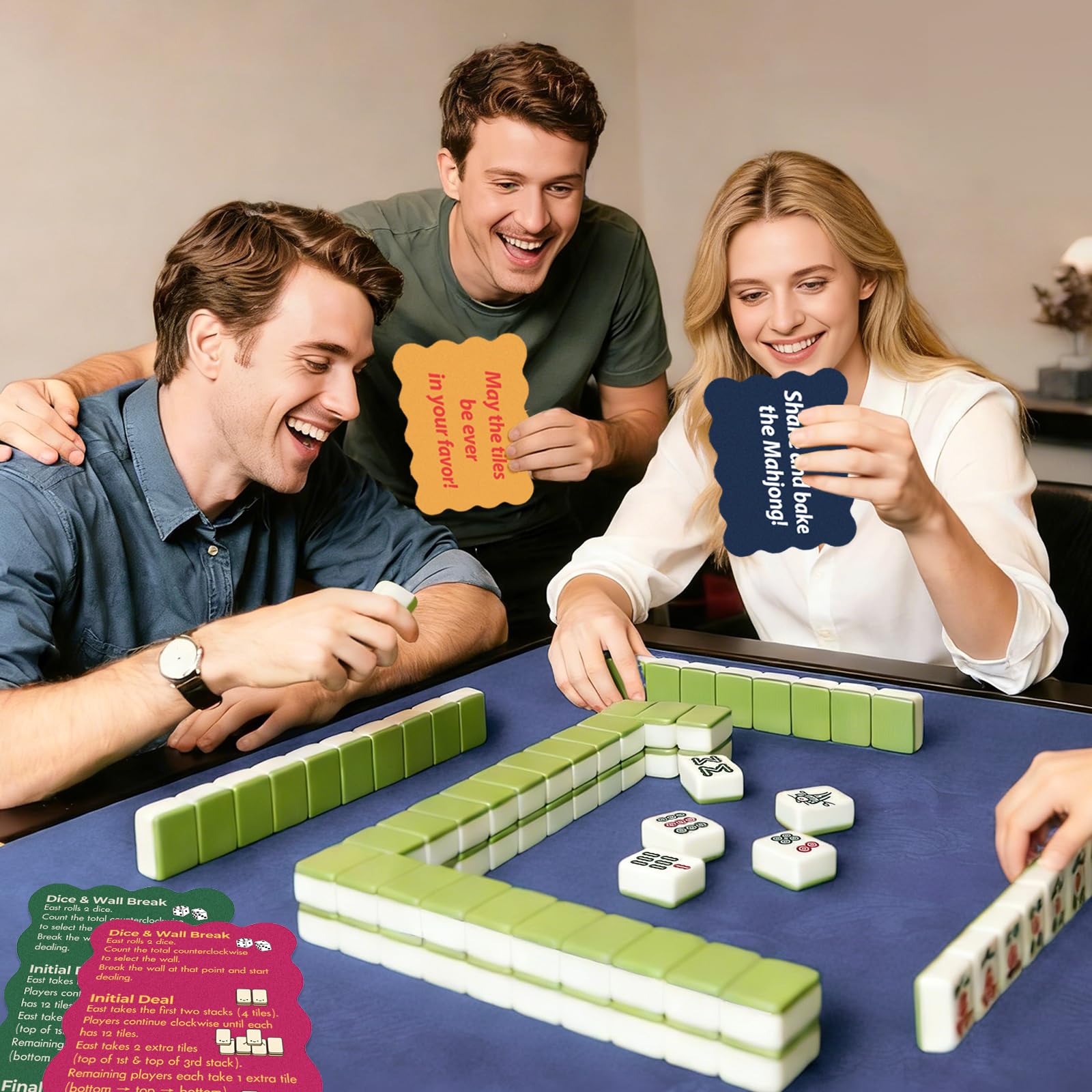 Xovnfp Mahjong Tile Shufflers 4 Pack, Colorful Mahjong Accessories with Fun Sayings, 1mm Thick PVC Mixers with Scalloped Edges, for Mah Jong Players