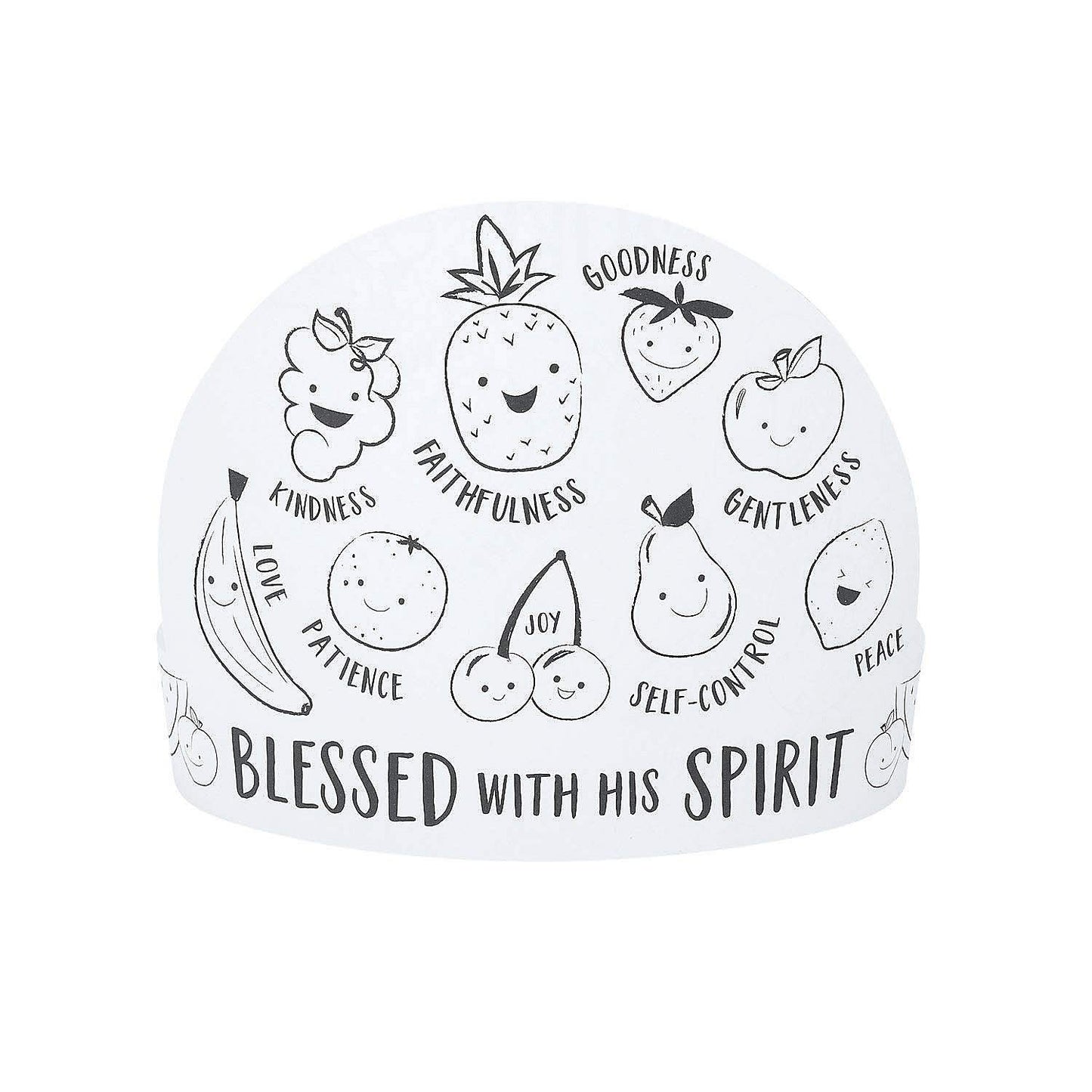 Fun Express Color Your Own Fruit of The Spirit Crowns - Makes 12 - Religious DIY Craft Kits and Sunday School Activities
