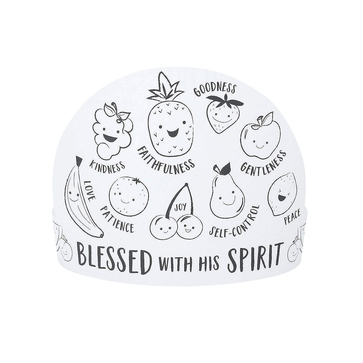 Fun Express Color Your Own Fruit of The Spirit Crowns - Makes 12 - Religious DIY Craft Kits and Sunday School Activities