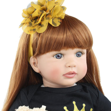 GUESSBELLY 60cm 24 Inch Princess Reborn Baby Doll for Girl (Soft Vinyl Limbs Cloth Body) Long Hair Princess Toddler Dress Up Play House Toy Birthday