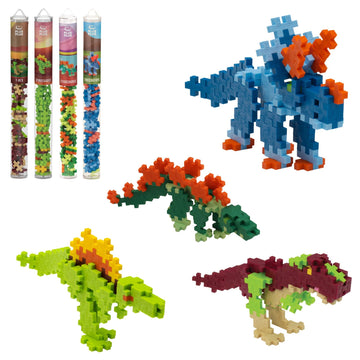PLUS PLUS Dinosaur Playset Bundle - 280 Mini Interlocking Building Block Pieces, Animals Figures 3D Puzzle, Fun Stem Toys for Kids