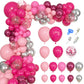 143Pcs Princess Pink and Silver Valentines Balloon Garland Arch Kit, Hot Pink Confetti 4D Star Disco Ball Crown Balloons for Girls Women Bridal Baby