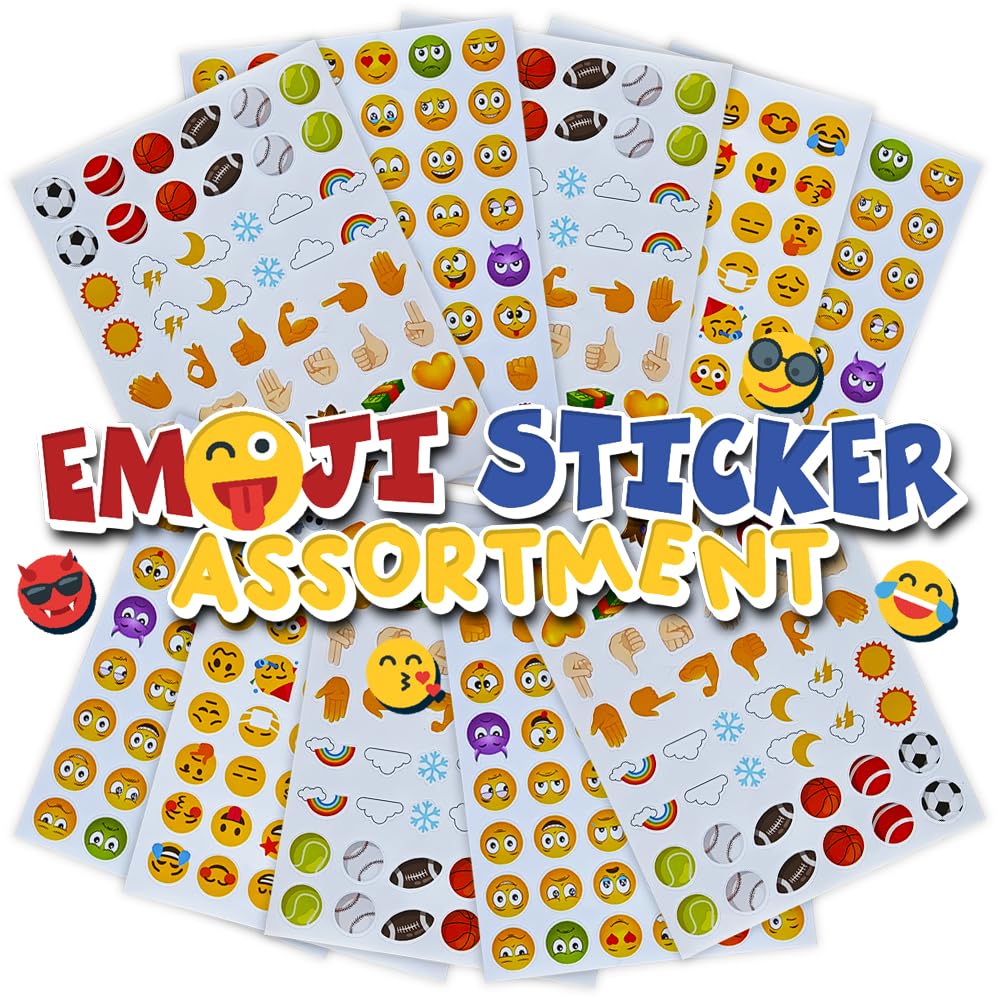 ArtCreativity 3000+ Emoticon Stickers for Kids, Includes 12 Packs with 72 Sticker Sheets, Emoticon Sticker Set for Teacher Classroom Rewards, Art