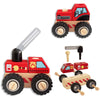 WoodenEdu Construction Vehicles for Toddlers, 2 Pcs Wooden Detachable Assemble Cranes and Tractor, Kids Vehicle Toys Hand Push Car Toys for 3 Years
