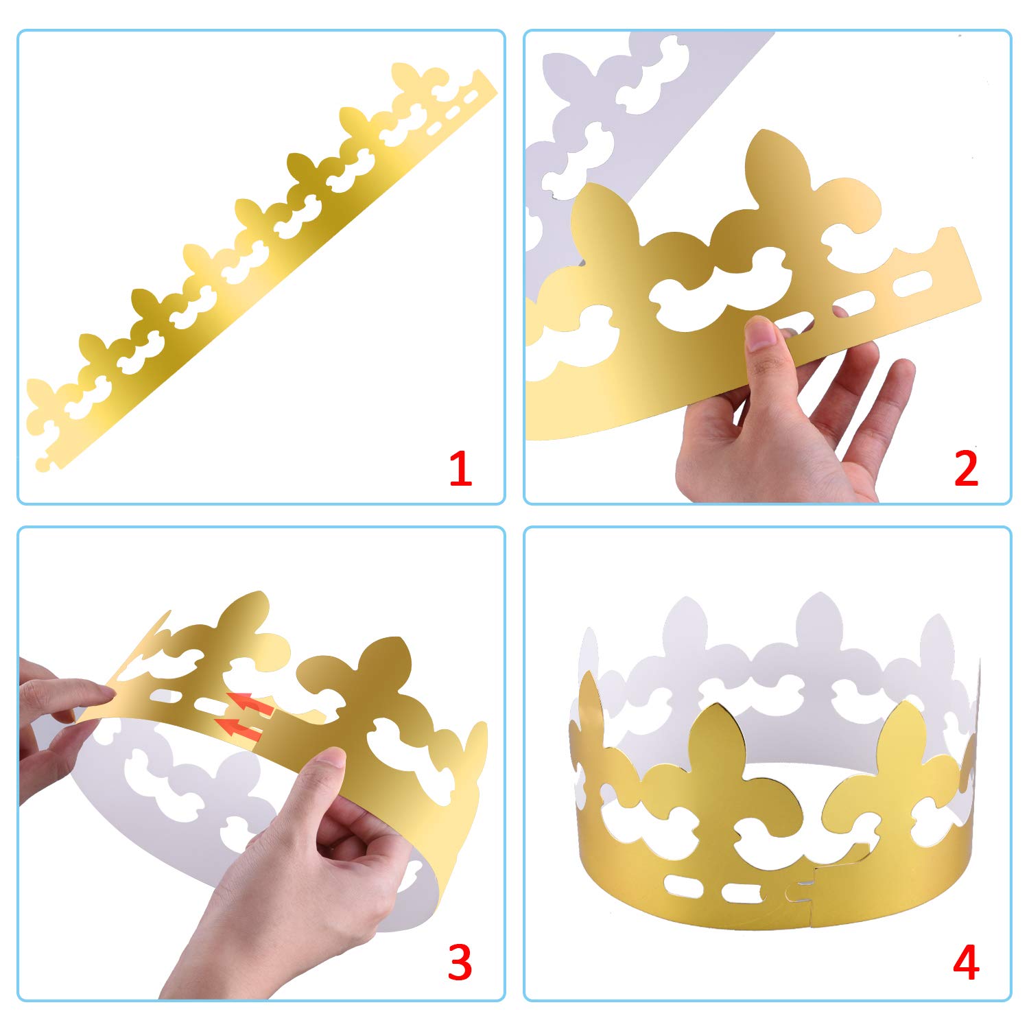 SIQUK 28 Pieces Paper Crowns Golden Party King Crown Paper Birthday Crown Hats Gold Crown for Adults