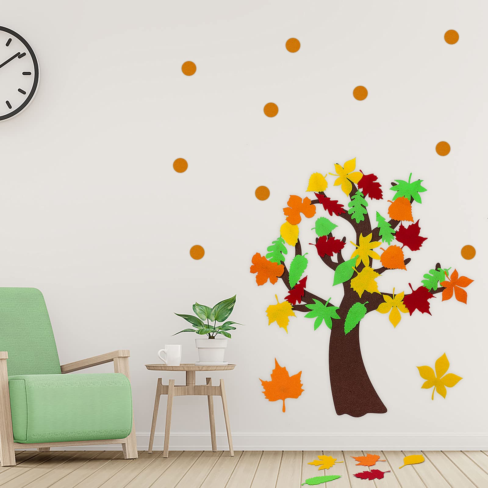 EIRMEON 2 Pack Fall Tree of Thanks Craft Kit,DIY Felt Fall Tree Board Foam with 120 Pieces Autumn Maple Leaf Stickers Self Adhesive Gifts