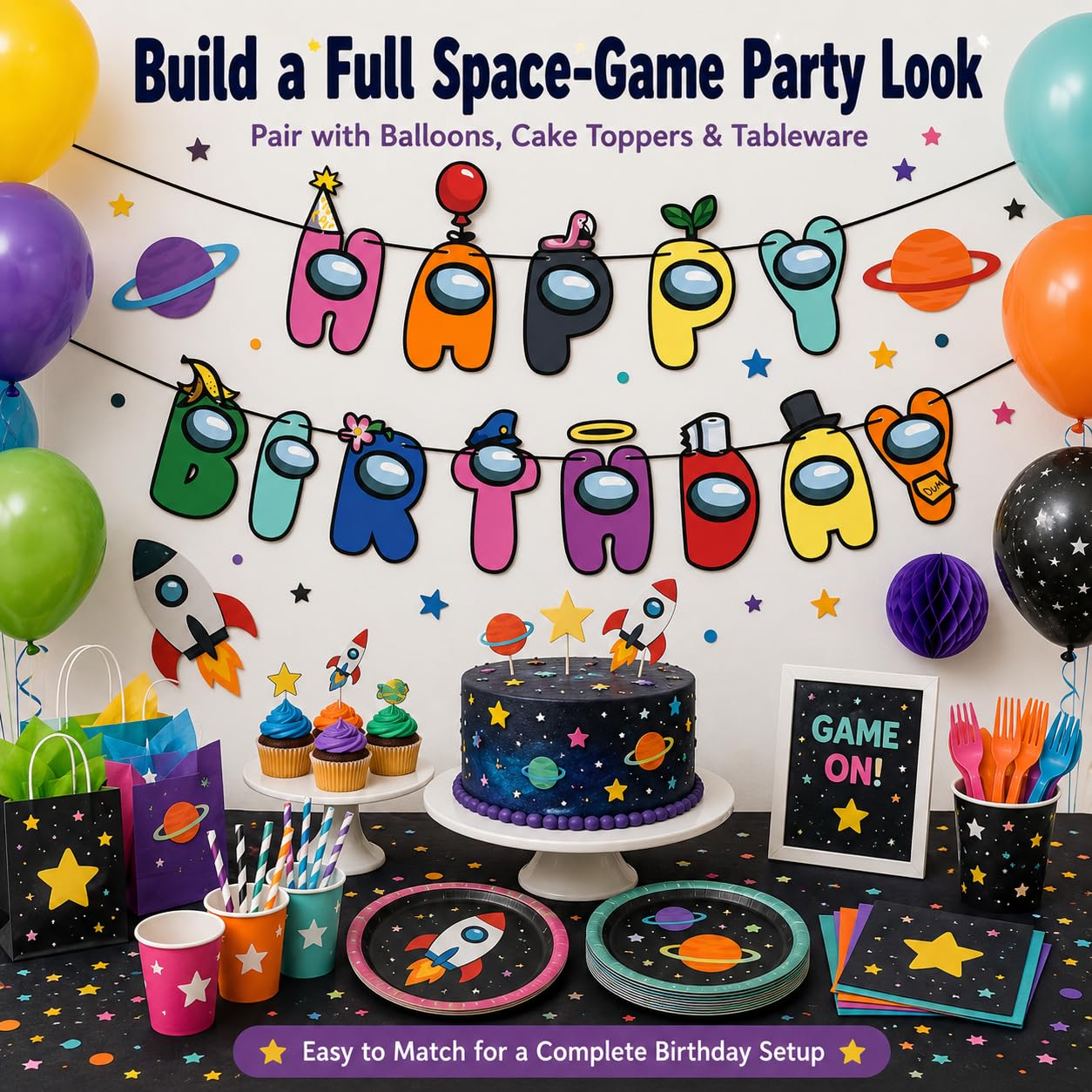 Game Theme Happy Birthday Banner for Boys Gamer 9th 10th Birthday Decorations