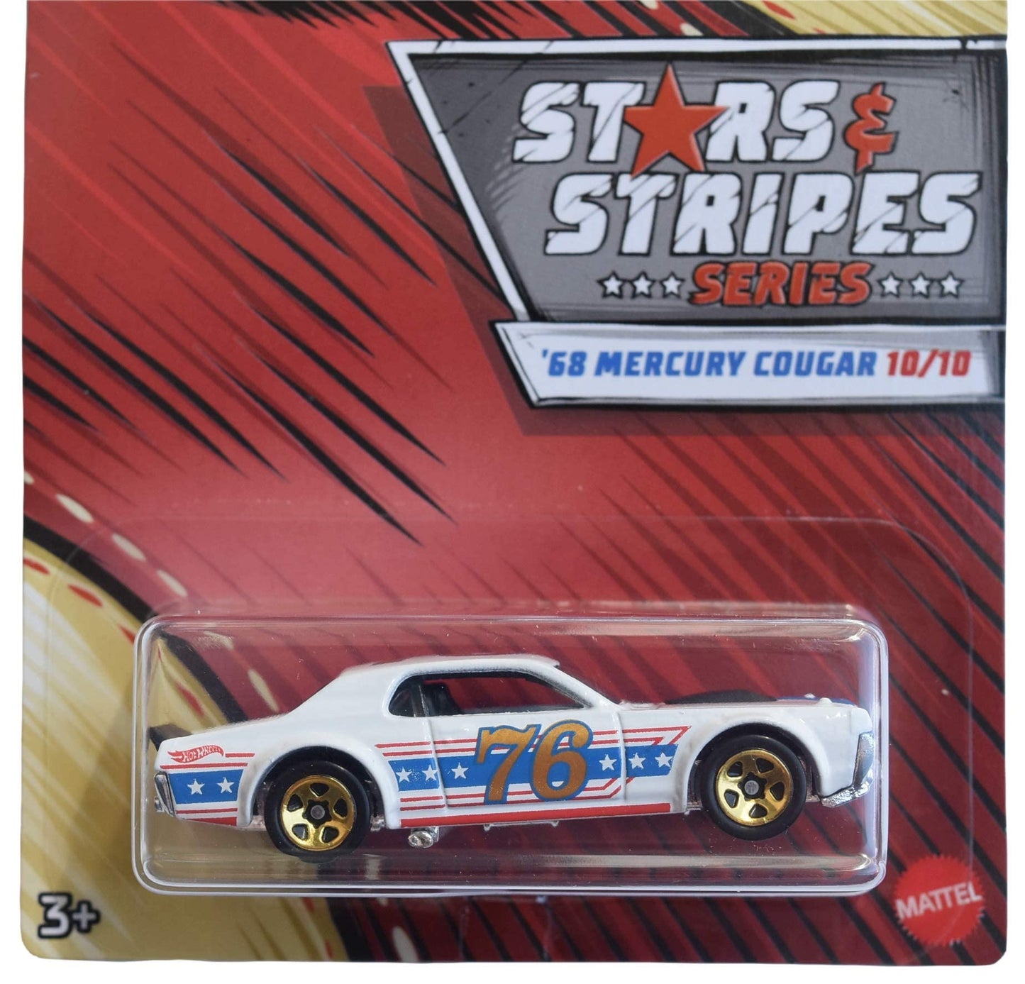 Hot Wheels Stars & Stripes Series '68 Mercury Cougar 10/10, white