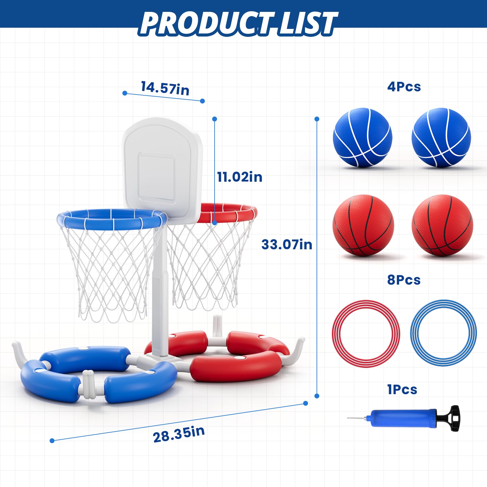 HYES Double Floating Pool Basketball Hoop with Backboard