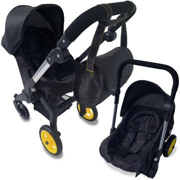 Baby Doll Car Seat Stroller Combo - Convertible 2 in 1 Doll Stroller and Car Seat for Kids - Fits Up to 20” Dolls - Play Toy Baby Stroller