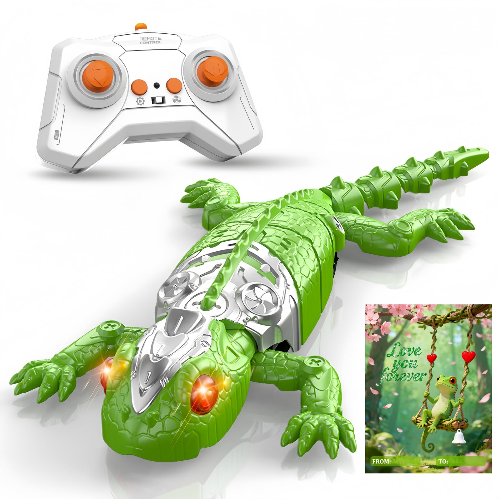 DOLGZIS 2026 Wall Crawler Gecko, Rechargeable Remote Control Robot Kids Toys, Gecko Wall Climbing Toy for Kids, Birthday, Easter, Christmas & Festival