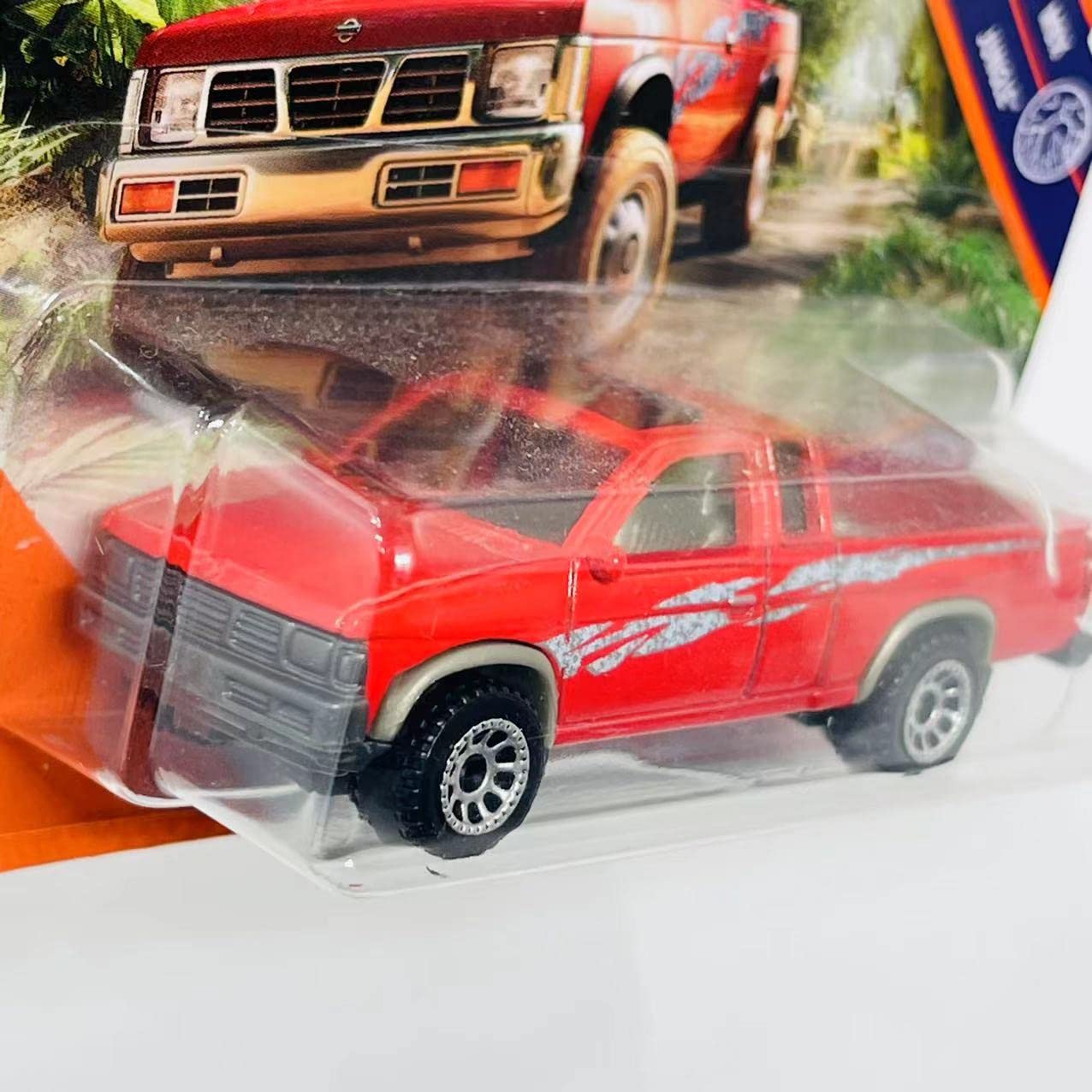 Matchbox Truck, Nissan Hardbody Pickup Truck, Red, Jungle-themed, 1995, 36M+