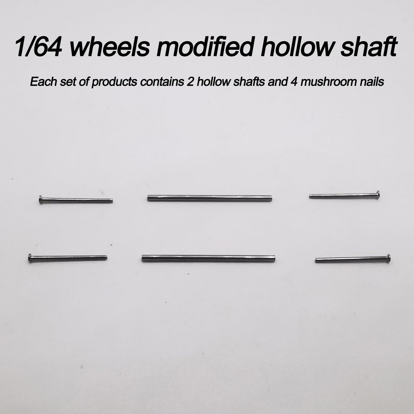 20 Set 1/64 Scale Wheels Modified Hollow Shaft & Mushroom Nails Suitable for 1 64 Scale Diecast Cars DIY Tires (Each Set Contains 2 Hollow Shafts